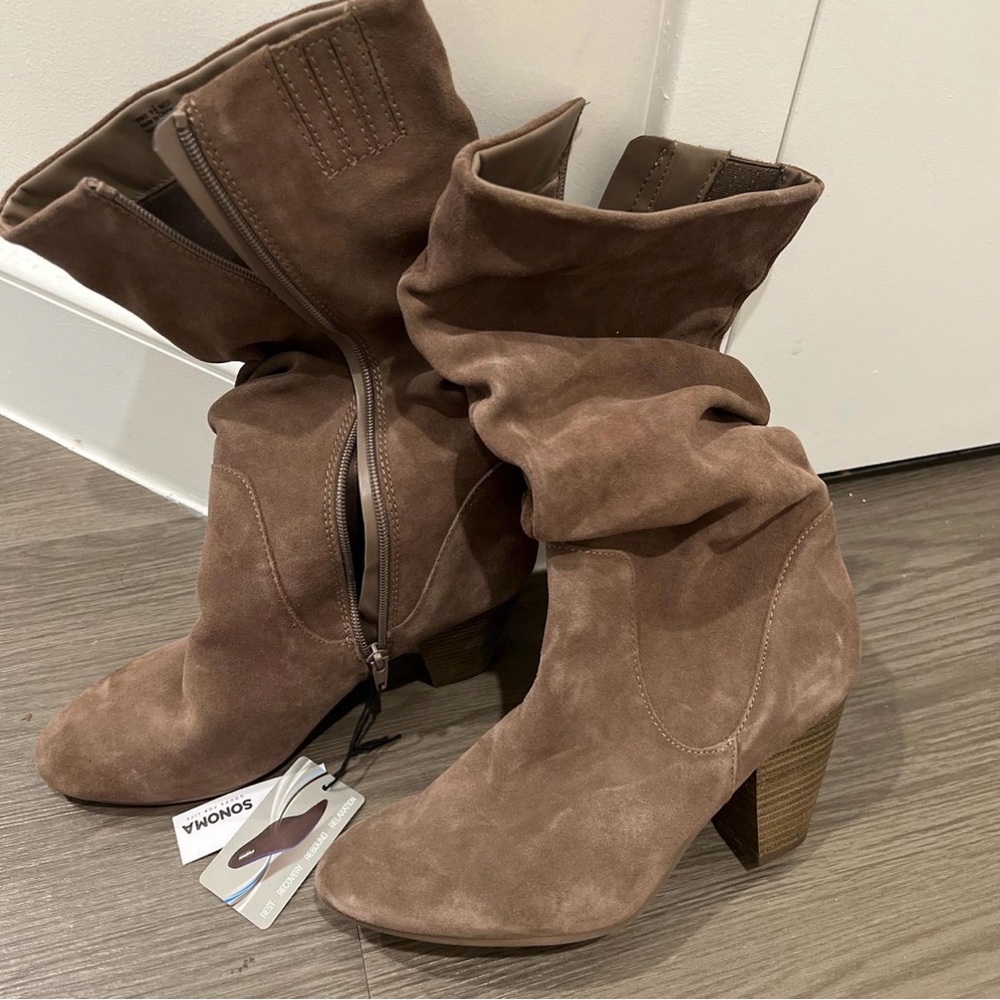 Sonoma Women's Brown Suede Heeled Boots